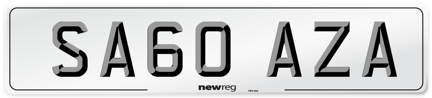SA60 AZA Number Plate from New Reg